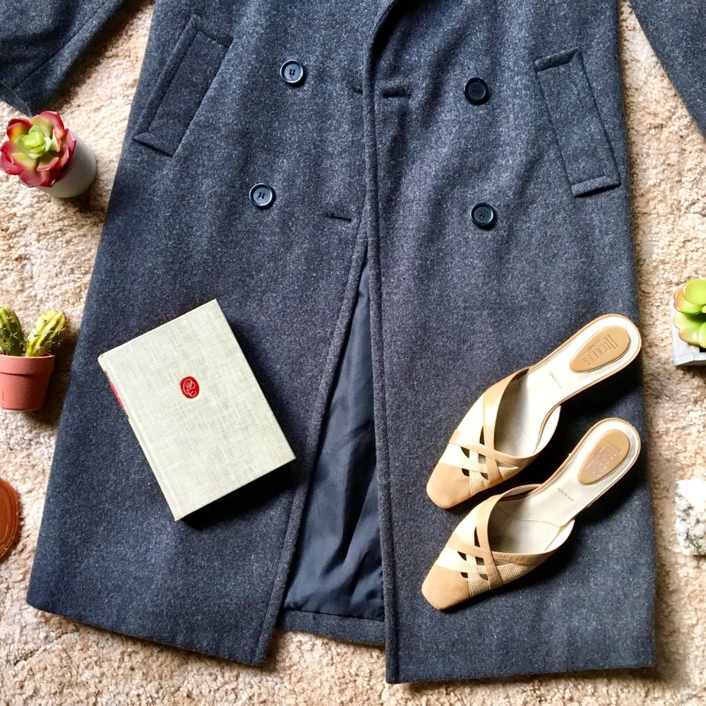 {Vintage} 100% Wool Long Grey Blogger Jacket/Coat - Picture 6 of 8